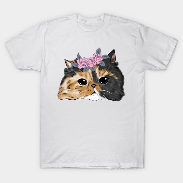 Black and Cream Cat Girl Head _ Bunniesmee T-Shirt by GambarGrace